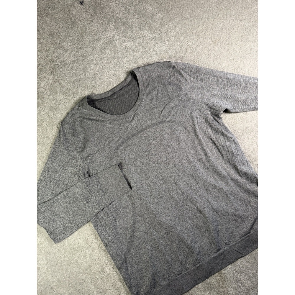 lululemon womens long sleeve gray running shirt heather gray 12